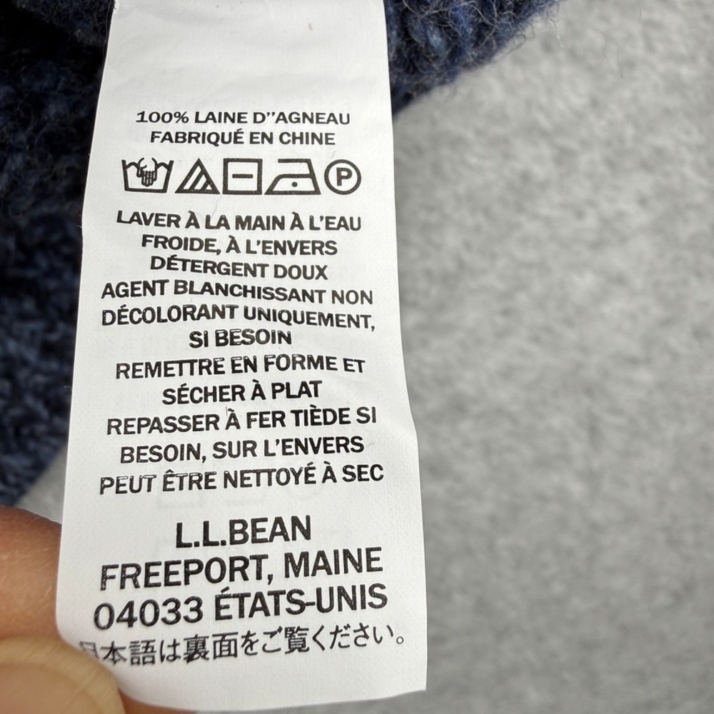 LL Bean Sweater Mens Medium Blue Marled Lambswool Henley Mock Neck 285174 - Picture 6 of 9